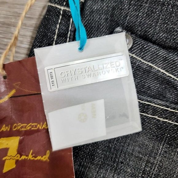 7FAM Size 31 Distressed A-Pocket‎ Swarovski Jeweled Low Rise Flare Jeans U130133 - Picture 8 of 12